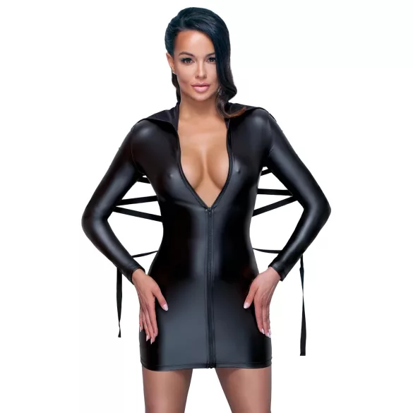 Cottelli Bondage - Glänzendes Kleid mit Fessel (schwarz)