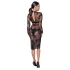 Noir - Transparenz & Blumen: Langarmkleid (Schwarz)