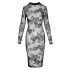 Noir - Transparenz & Blumen: Langarmkleid (Schwarz)