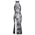Noir - Transparente Blütenpracht, langes Kleid (schwarz) - M
