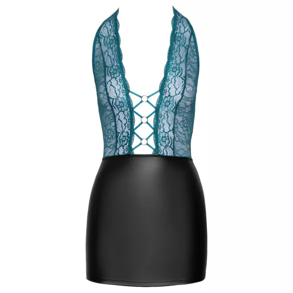 Cottelli - glänzendes Spitzenkleid mit Schnürung (schwarz-grün) - M