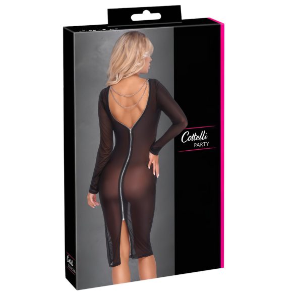 Cottelli Party - Transparenz-Kleid mit Reißverschluss (schwarz) - L