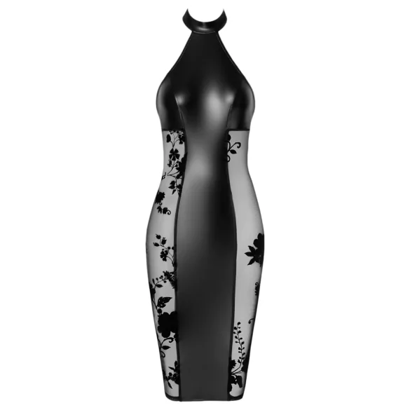 Noir - glanzendes Neckholder-Kleid (schwarz) - L