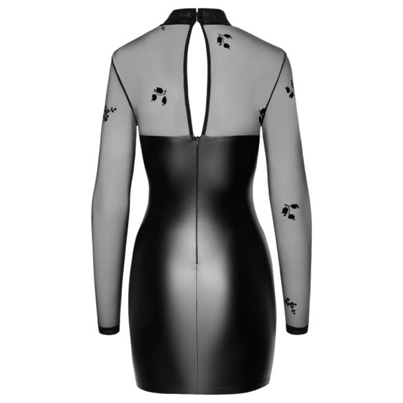 Noir - Transparentes Glanzkleid mit Oberteil (Schwarz) - L