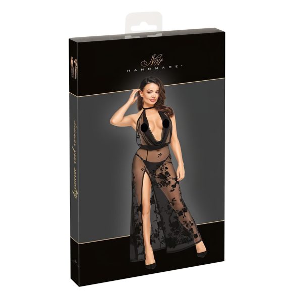 Noir - Transparenter Maxikleid mit Blumenmuster (Schwarz)