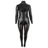 Cottelli Plus Size - glänzender langärmeliger Party-Overall (schwarz)