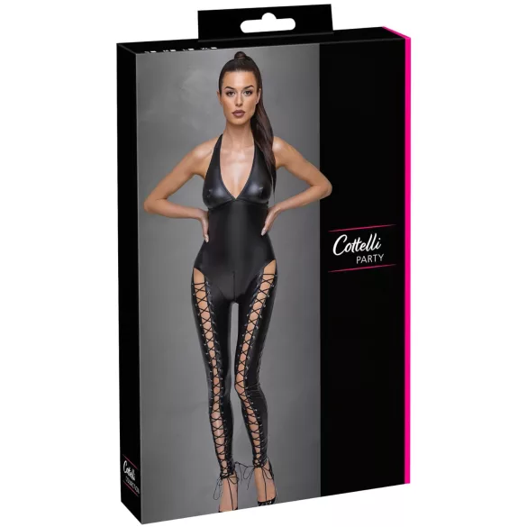 Cottelli Party - Halterneck-Overall mit Schnürung (Schwarz) - XL