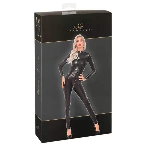 Noir - Schlangenhaut-Look, langer Overall (schwarz)