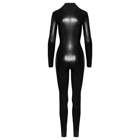 Noir - Schlangenhaut-Look, langer Overall (schwarz) - L