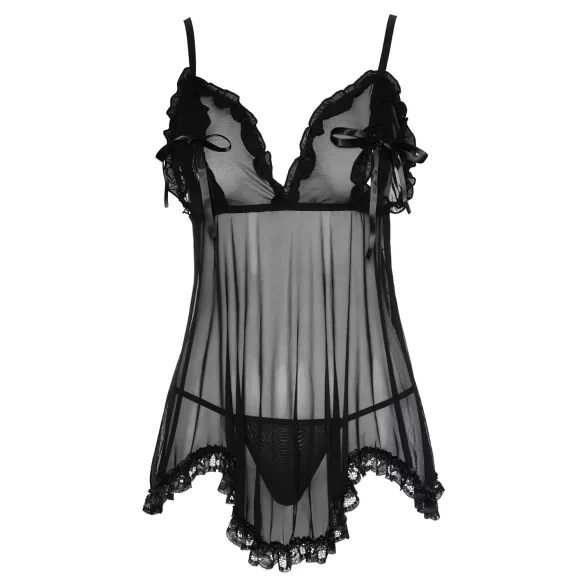 Cottelli - Luftiges, gerüschtes Babydoll (schwarz)