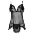 Cottelli - Luftiges, gerüschtes Babydoll (schwarz) - XXL