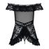 Obsessive Flores - Rüschen-Babydoll und String (Schwarz) - L/XL