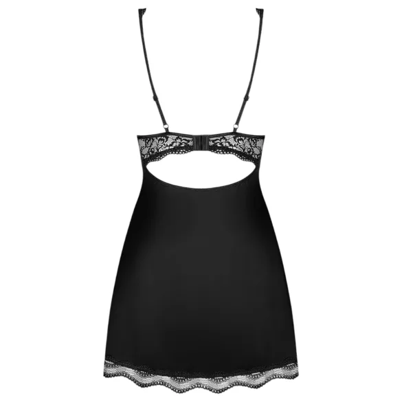 Obsessive Luvae - Blumen-Strass Nachthemd & String (schwarz)