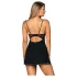 Obsessive Luvae - Blumen-Strass Nachthemd & String (schwarz) - L/XL
