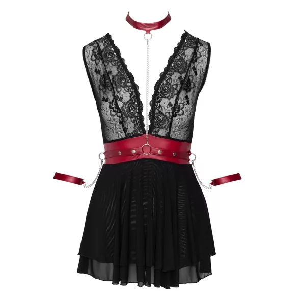 Cottelli Bondage - Spitzenbabydoll mit Halsband (schwarz)