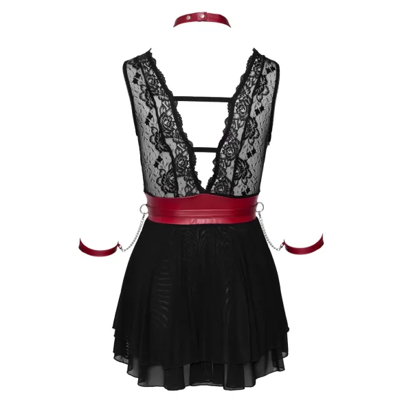 Cottelli Bondage - Spitzenbabydoll mit Halsband (schwarz) - M