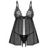 Obsessive Blomentis - Spitzen-Babydoll-Set (schwarz)