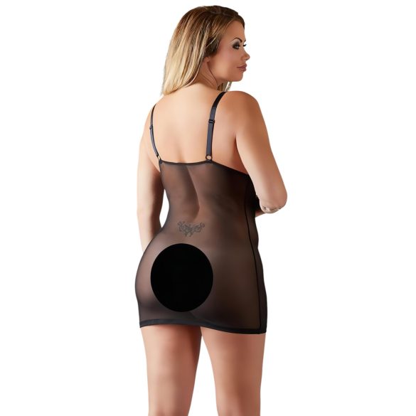 Cottelli Plus Size - Spitzen-Negligé transparent (schwarz)