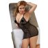 Cottelli Plus Size - Spitzen-Negligé transparent (schwarz)