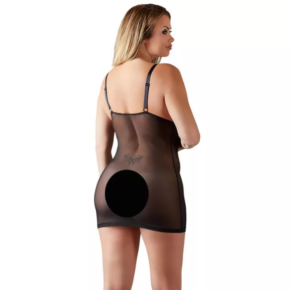 Cottelli Plus Size - Spitzen-Negligé transparent (schwarz) - 4XL