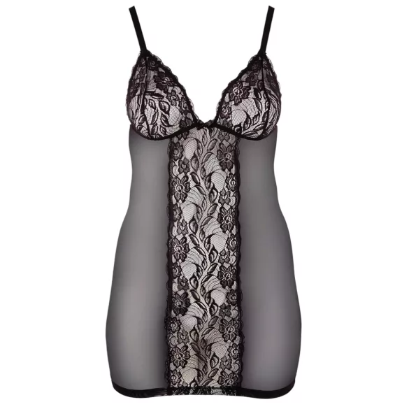Cottelli Plus Size - Spitzen-Negligé transparent (schwarz) - 4XL