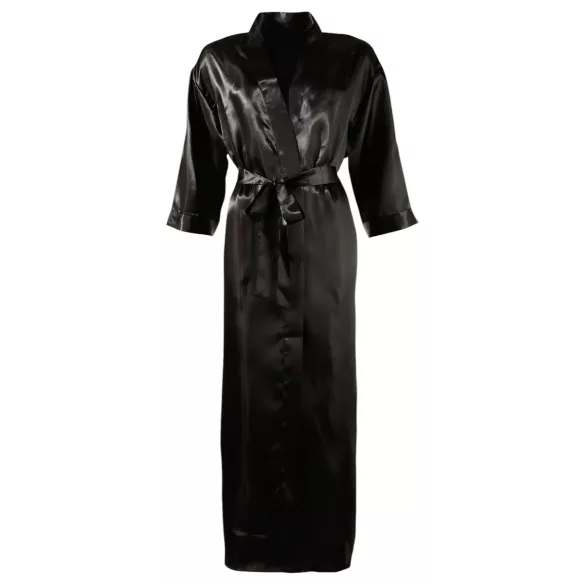 Cottelli - Satin-Morgenmantel (schwarz) - 2XL/3XL