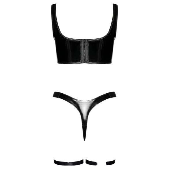 Black Level - Lack-Kleid Set (schwarz) - M