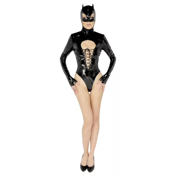 Black Velvet - Langarm Batwoman Body (schwarz) - L