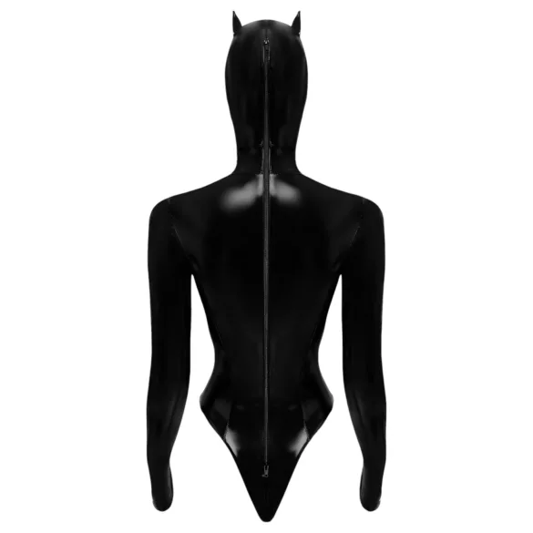 Black Velvet - Langarm Batwoman Body (schwarz) - L