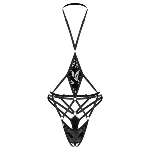 Obsessive Keira Lise - Offener, Riemchen-Body (Schwarz) - L/XL