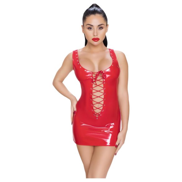 Black Level - Lack-Minidress mit Schnürung (Rot)