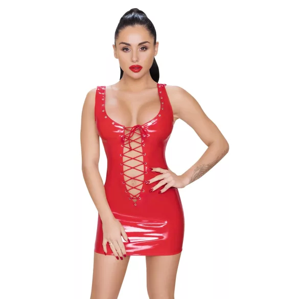 Black Level - Lack-Minidress mit Schnürung (Rot) - L