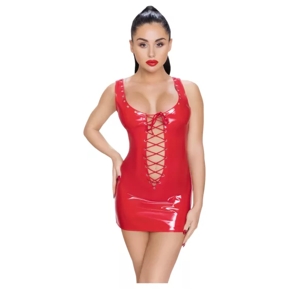 Black Level - Lack-Minidress mit Schnürung (Rot) - 2XL