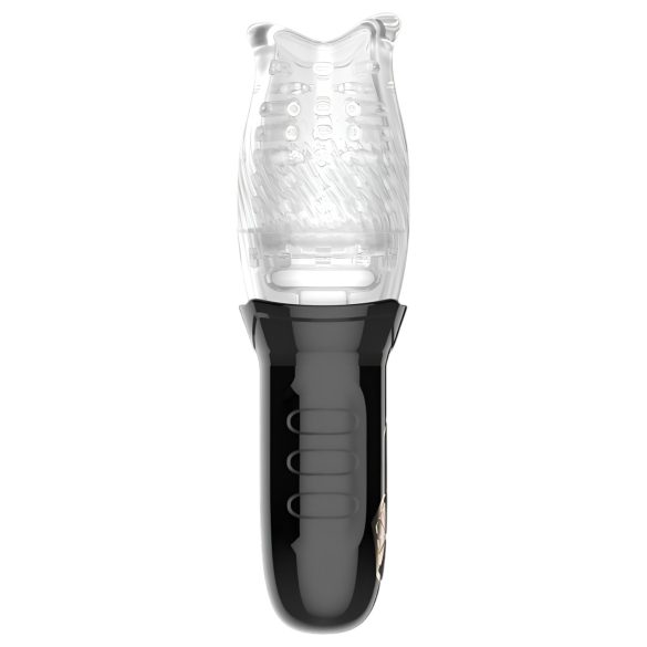 Leopard Bellucci 360 - Drehender Vibrationsmasturbator (transparent-schwarz)