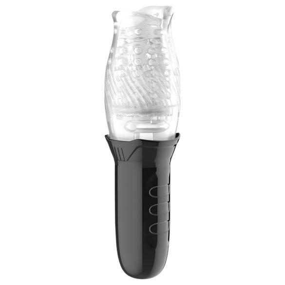 Leopard Bellucci 360 - Drehender Vibrationsmasturbator (transparent-schwarz)