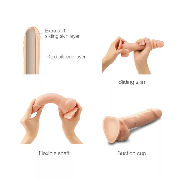Strap-on-me M - zweischichtiger Dildo mit Saugnapf (hautfarben)