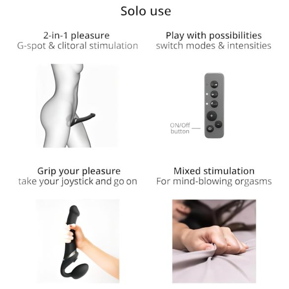 Strap-on-me M - Luftwellen Strap-On Vibrator (schwarz)