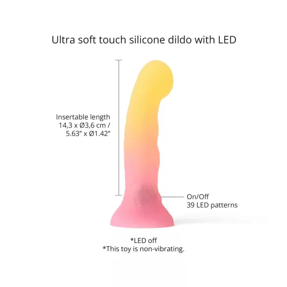 Love to Love Sugar Bomb - leuchtender Silikon-Dildo mit LED (rosa-gelb) - 16,9 cm