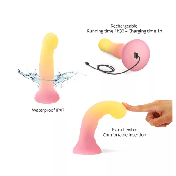 Love to Love Sugar Bomb - leuchtender Silikon-Dildo mit LED (rosa-gelb) - 16,9 cm
