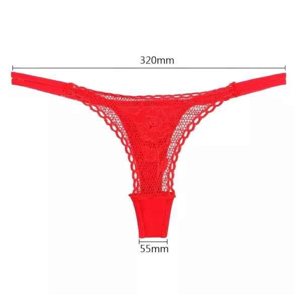 Panty Rose - String im Rosenstil - Rot (S-L)