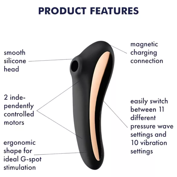 Satisfyer Dual Kiss - wiederaufladbarer Vibrator für Vagina und Klitoris (schwarz)