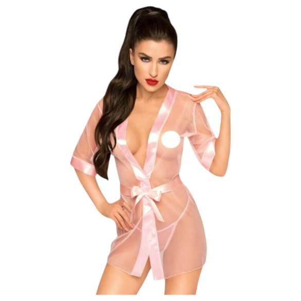 Penthouse Midnight Mirage - Satin-Morgenmantel und Tanga (Pink)