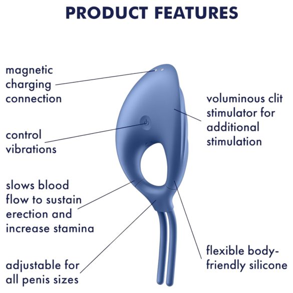 Satisfyer Swordsman - Wiederaufladbarer, vibrierender Penisring (blau)