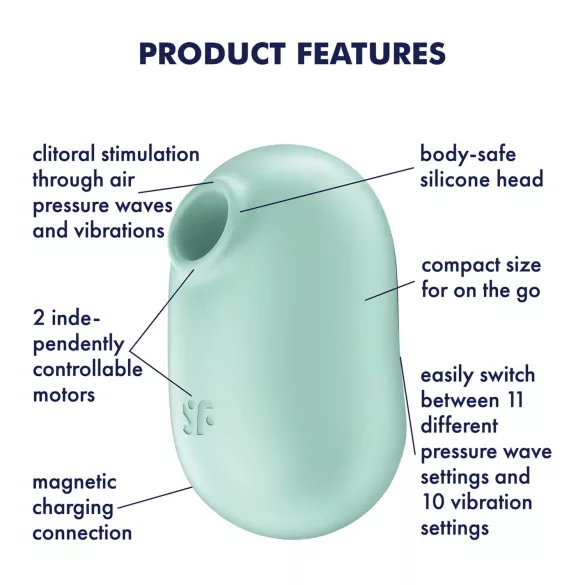 Satisfyer Pro To Go 2 - wiederaufladbarer, luftdruckbasierter Klitorisstimulator (Mint)