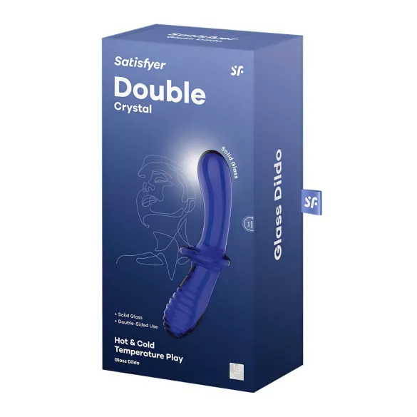 Satisfyer Double Crystal - doppelseitiger Glasdildo (blau)
