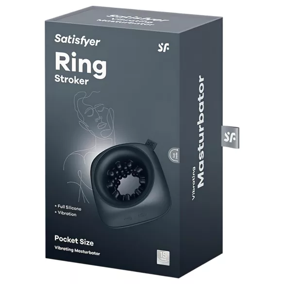 Satisfyer Ring Stroker - wiederaufladbarer, vibrierender Masturbator (schwarz)