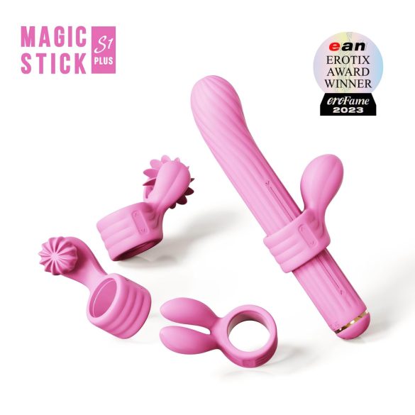 Magic Stick - Vibrator mit Ersatzaufsätzen (Pink)