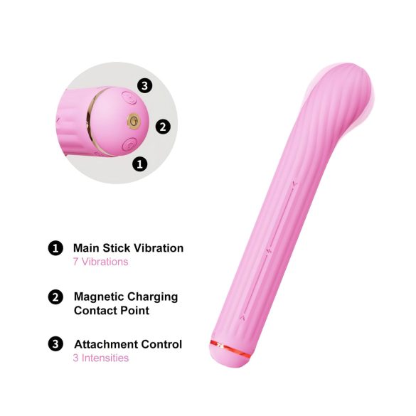 Magic Stick - Vibrator mit Ersatzaufsätzen (Pink)