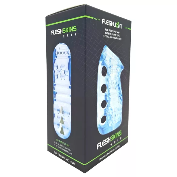 Fleshlight Fleshskins Grip Blue Ice - an beiden Enden offener Masturbator (blau)