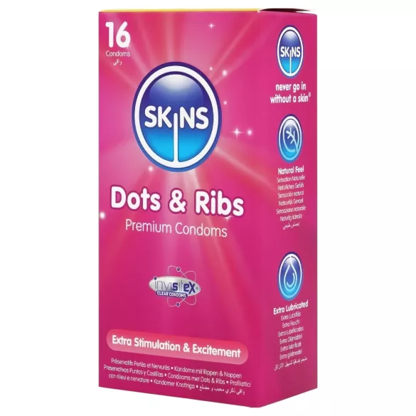 Skins - gerippte und genoppte Kondome (16 Stk.)